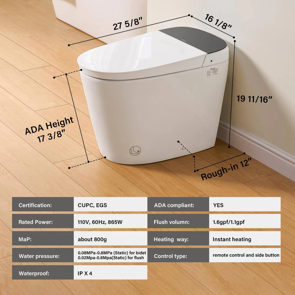 Unbranded 1.6/1.1 GPF Smart Toilet Bidet with ADA and LED Features - Image 3