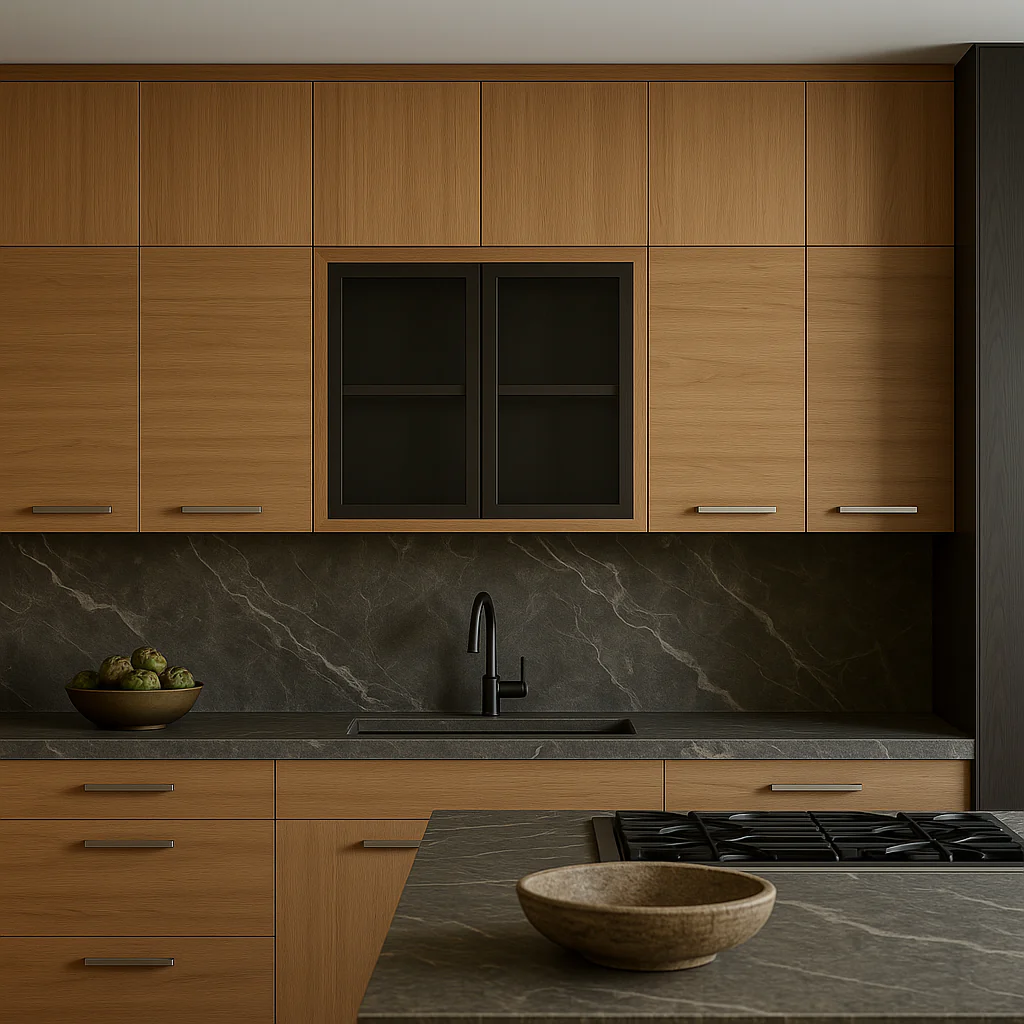 Unbranded 59 in. Wall Kitchen Cabinet with Glass Doors, Natural Oak Finish - Image 4