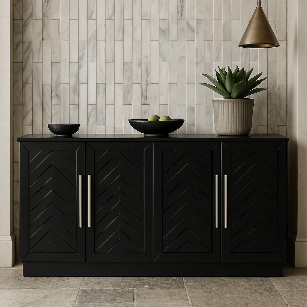 Unbranded Black MDF Kitchen Cabinet with Adjustable Shelves, 60.10 in. W x 15.80 in. D x 32 in. H - Image 3