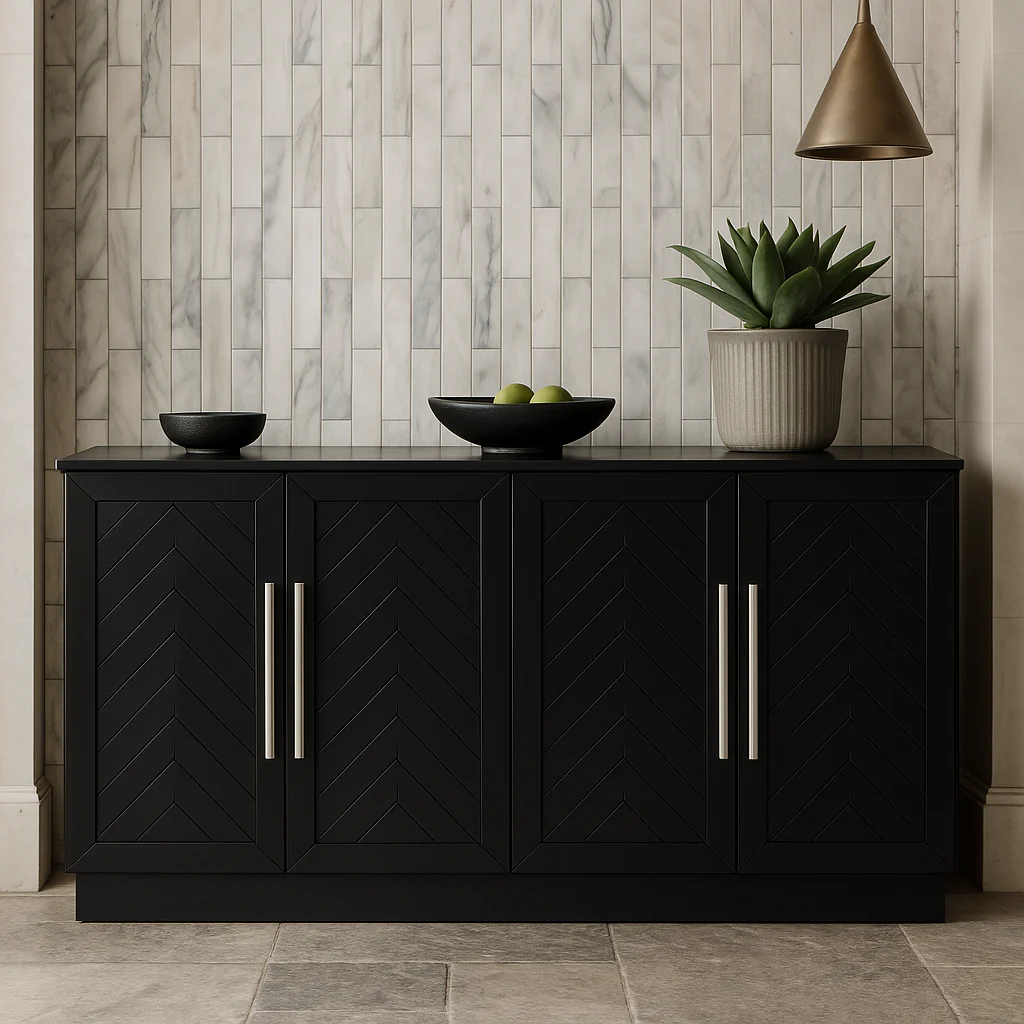 Unbranded Black MDF Kitchen Cabinet with Adjustable Shelves, 60.10 in. W x 15.80 in. D x 32 in. H - Image 3
