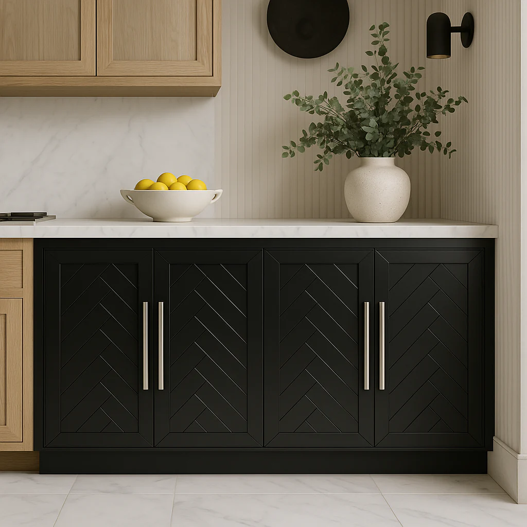 Unbranded Black MDF Kitchen Cabinet with Adjustable Shelves, 60.10 in. W x 15.80 in. D x 32 in. H - Image 4