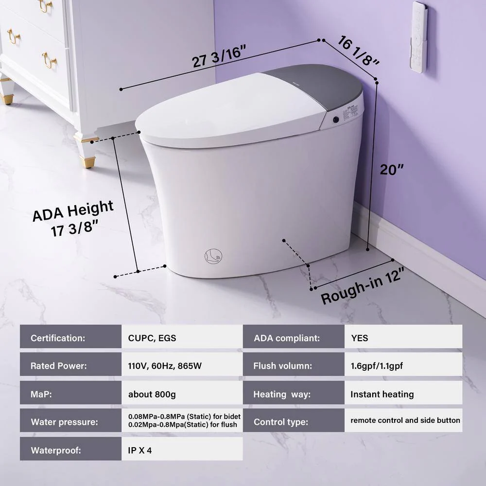 Unbranded Elongated ADA LED Smart Bidet Toilet with Auto Features - Image 3