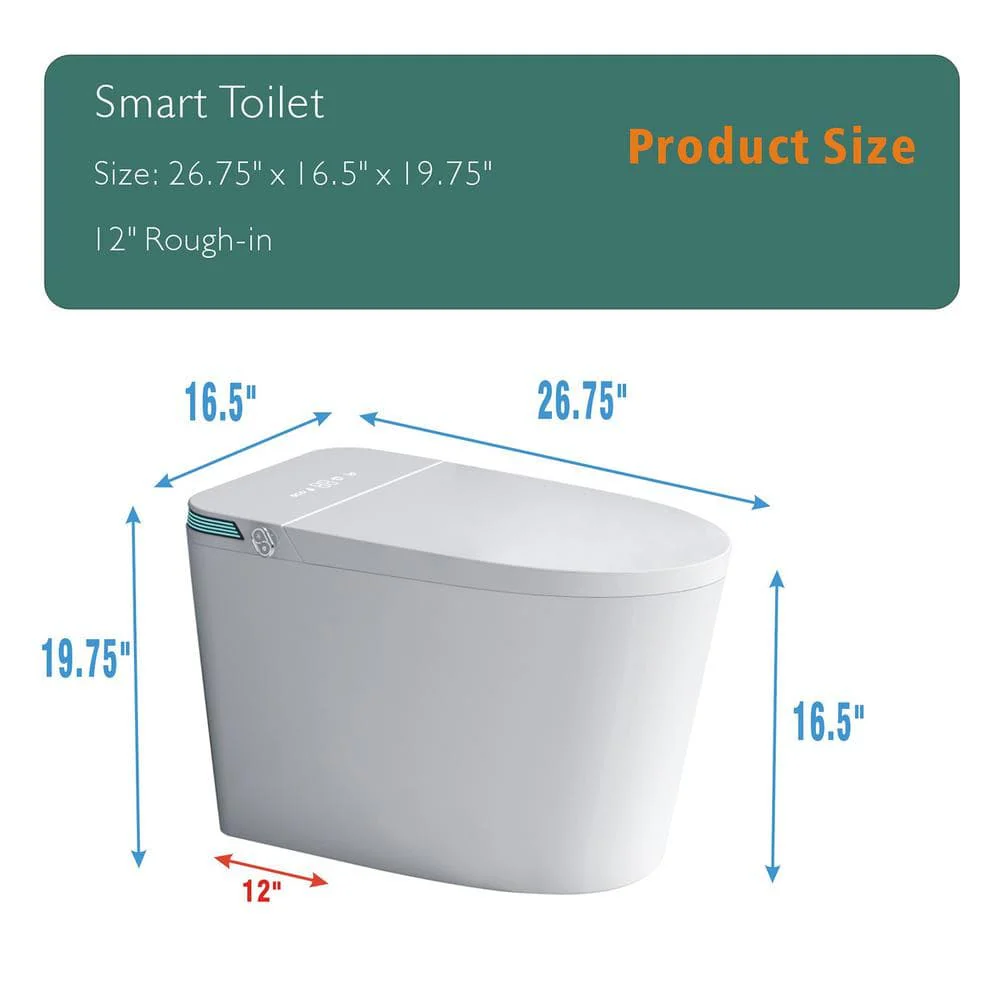 Unbranded Luxury Intelligent Smart Toilet 1.28 GPF in White with Auto Open/Close Feature - Image 8