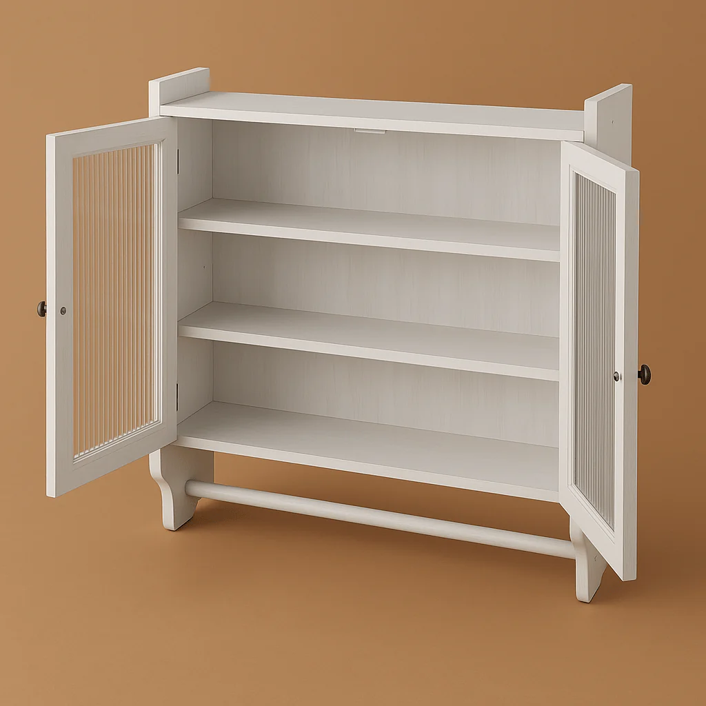 Unbranded Modern 3-Tier Wall Cabinet in White - 24 in. W x 7 in. D x 23 in. H