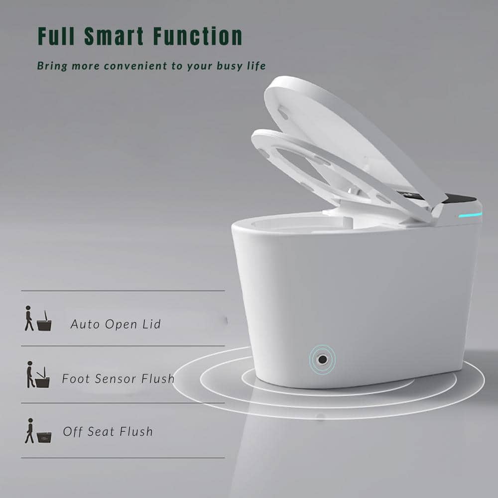 Unbranded Modern Smart Toilet with Built-In Bidet Seat, 1.28 GPF, White, Auto Open/Close - Image 6