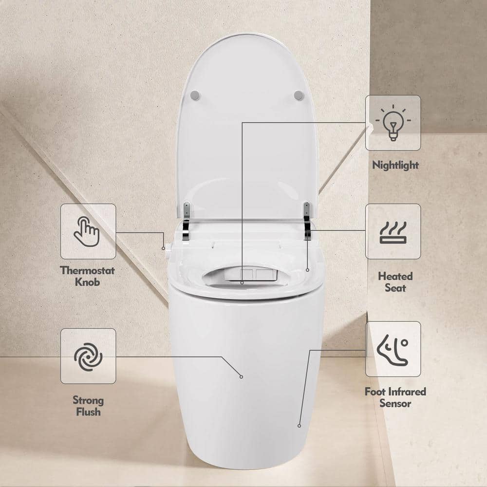 Unbranded Smart Round Toilet with Heated Seat & Foot Sensor Flush - Image 7