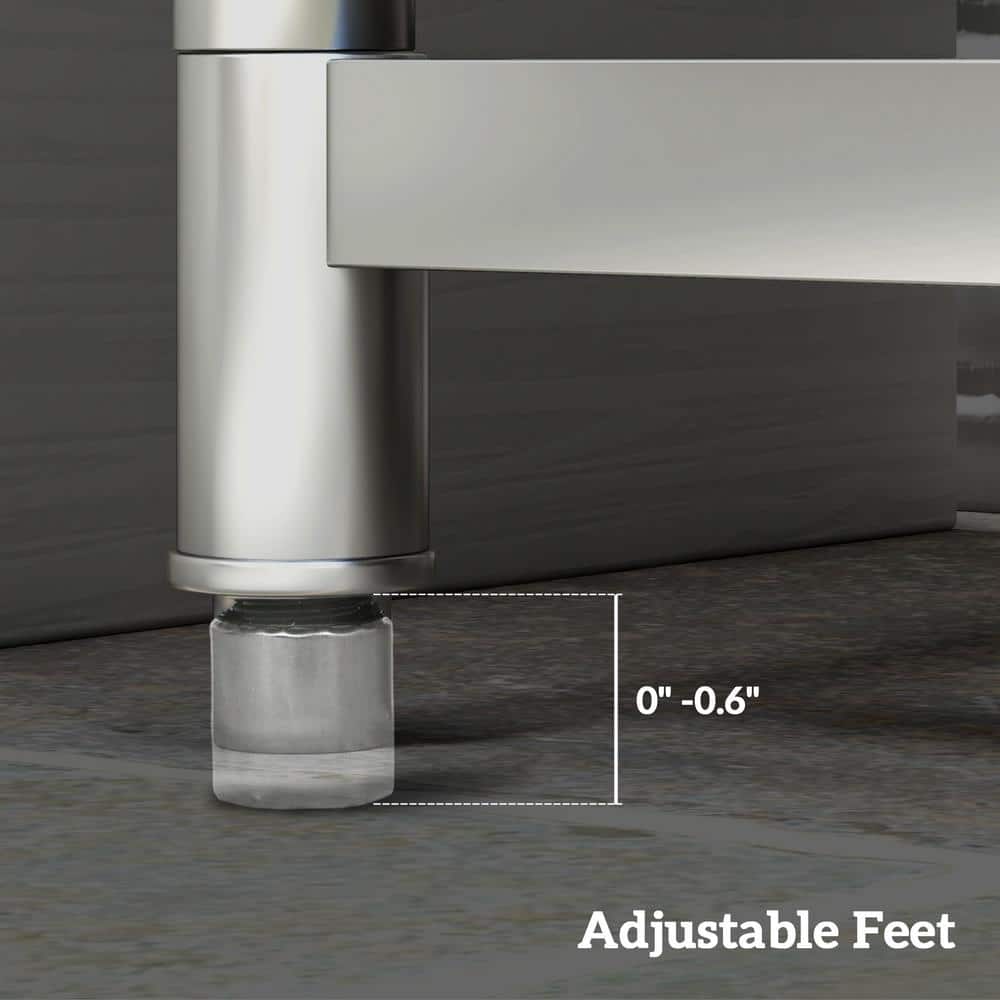 Unbranded Stainless Steel Freestanding Utility Sink with Dual Water Pipes and Storage - Image 7