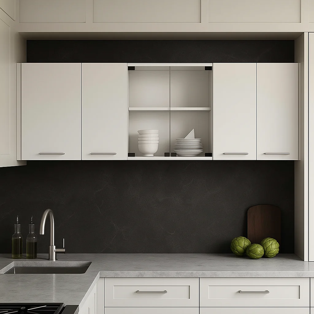 Unbranded White Plywood Kitchen Cabinet with Glass Center - 59-in W x 12.4-in D x 24-in H - Image 4