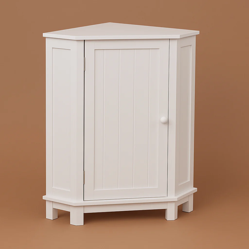 Unbranded White Triangle Corner Bathroom Cabinet with Adjustable Shelf