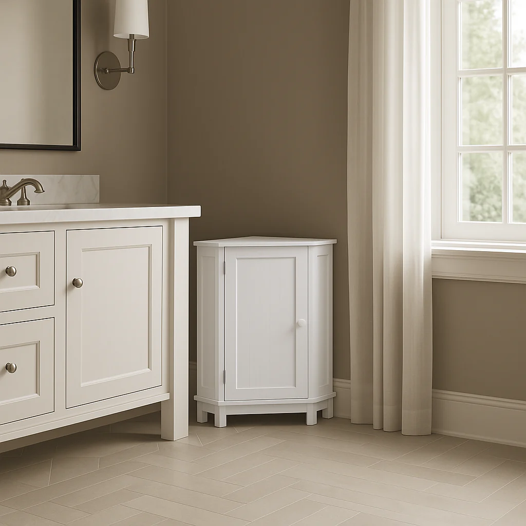 Unbranded White Triangle Corner Bathroom Cabinet with Adjustable Shelf - Image 3
