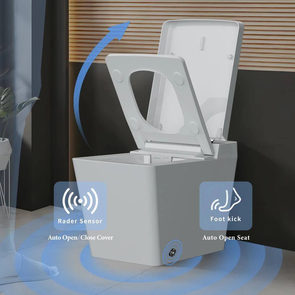 UPIKER 1-Piece Square Bidet Toilet with Heated Seat and Auto Flush, White - Image 2