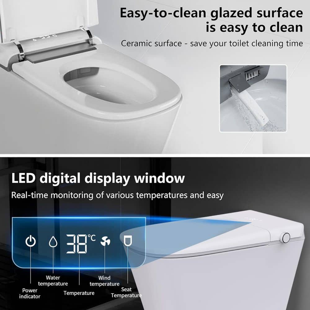 UPIKER 12" 1-piece Smart Elongated Toilet with Heated Seat and Auto Flush - Image 8