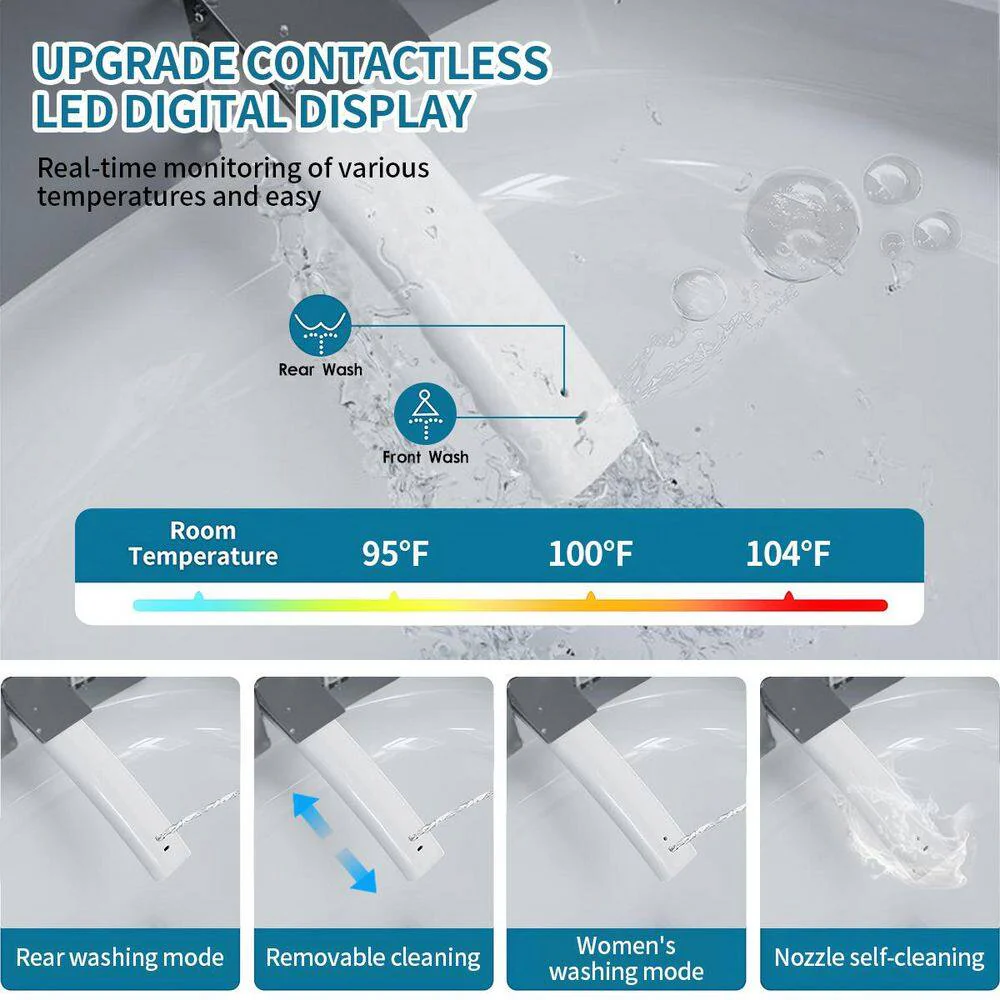 UPIKER 12" 1-piece Smart Elongated Toilet with Heated Seat and Auto Flush - Image 9