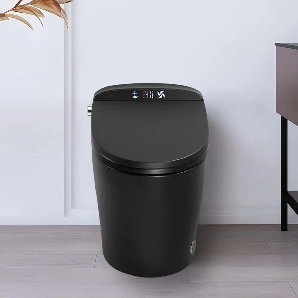 UPIKER 12-in-1 Elongated Bidet Toilet in Black with Heated Seat and Auto Flush - Image 3