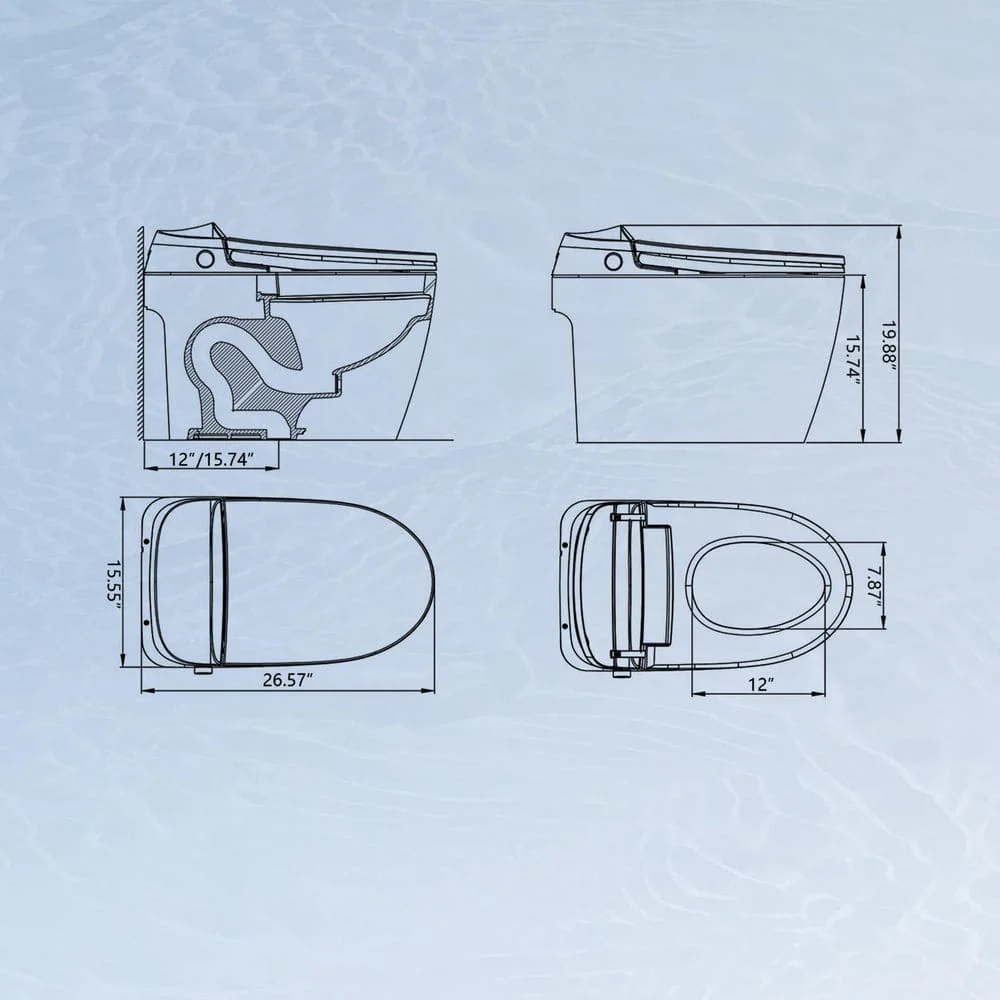 UPIKER 12-in-1 Elongated Bidet Toilet in Black with Heated Seat and Auto Flush - Image 4