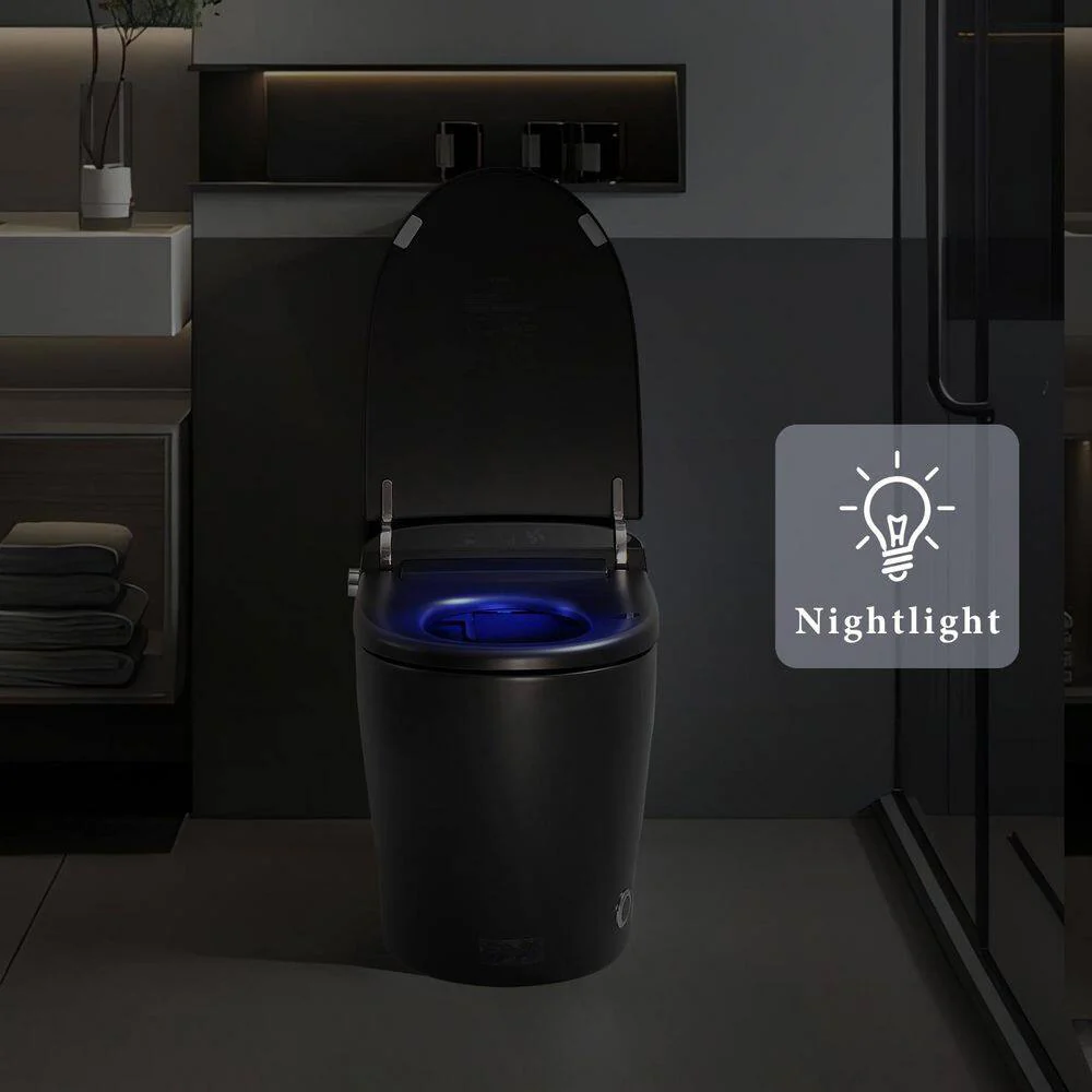 UPIKER 12-in-1 Elongated Bidet Toilet in Black with Heated Seat and Auto Flush - Image 7