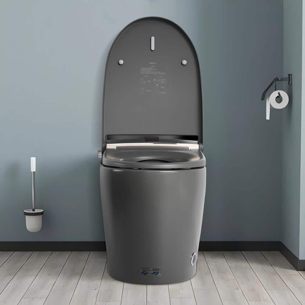UPIKER Smart 12-in-1 Single Flush Elongated Toilet in Matte Gray with Heated Seat - Image 3
