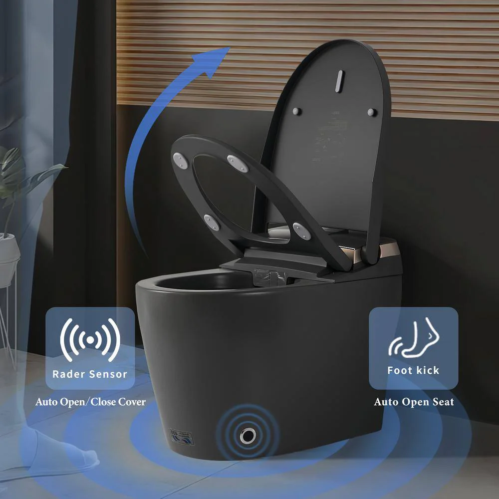UPIKER Smart 12-in-1 Single Flush Elongated Toilet in Matte Gray with Heated Seat - Image 5