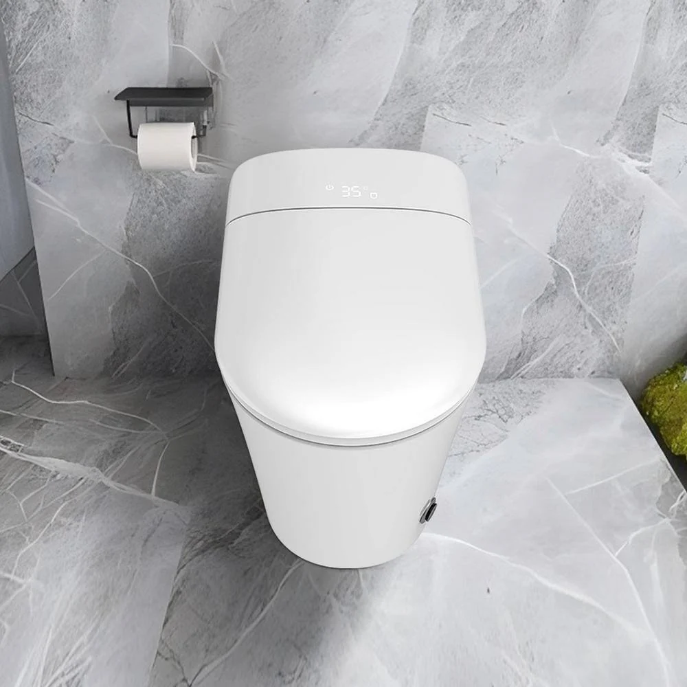 UPIKER Smart Single Flush Round Toilet with Heated Seat & Auto Functions, White - Image 2