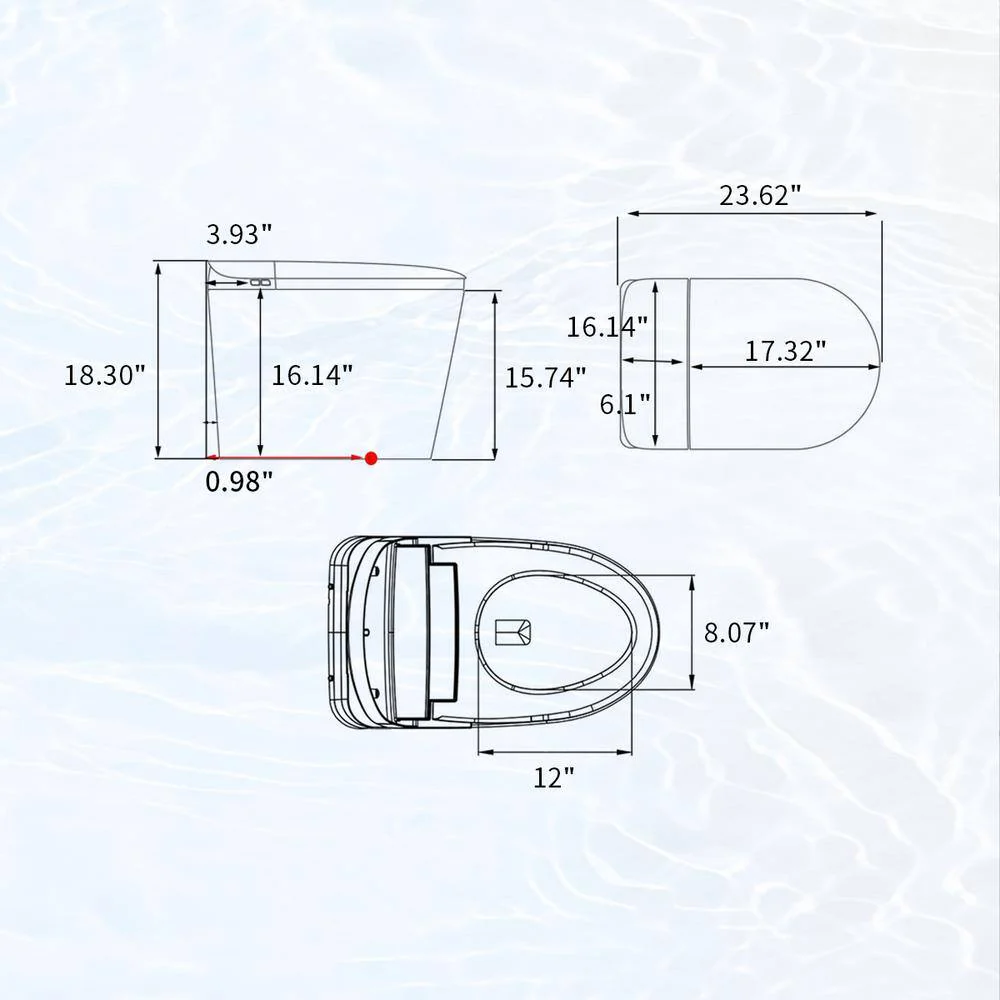 UPIKER Smart Single Flush Round Toilet with Heated Seat & Auto Functions, White - Image 3