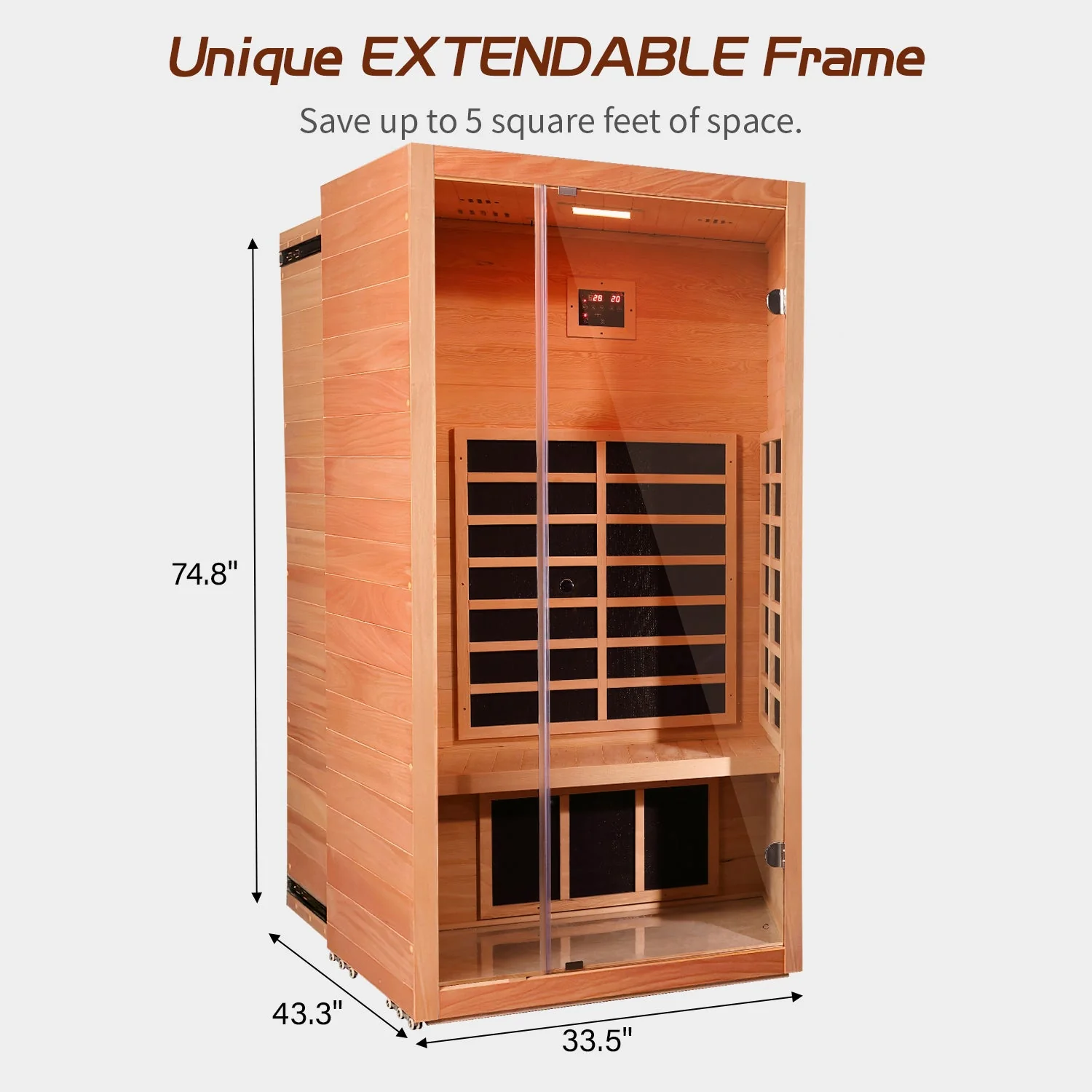 Vanity Art 1-Person Extendable Indoor FAR Infrared Sauna, Bluetooth-Compatible, 6 Carbon Heaters - Image 4