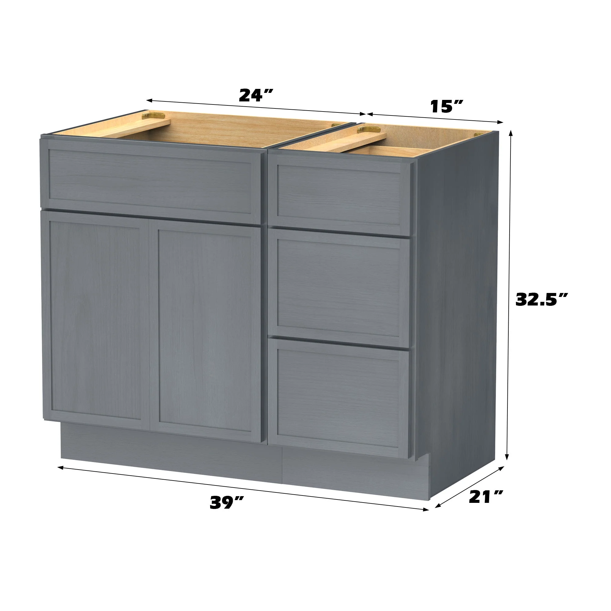 Vanity Art 15 in. W x 21 in. D x 32.5 in. H 3-Drawer Bath Vanity Cabinet (Cabinet Only) in White - Image 8
