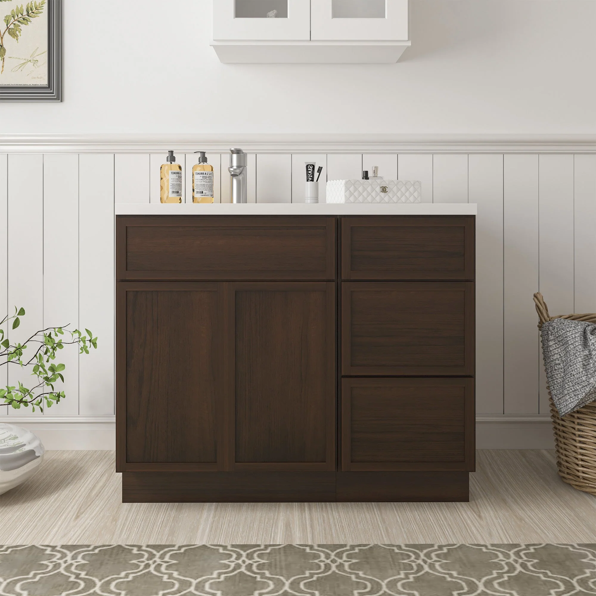 Vanity Art 15 in. W x 21 in. D x 32.5 in. H 3-Drawer Bath Vanity Cabinet Only in Gray