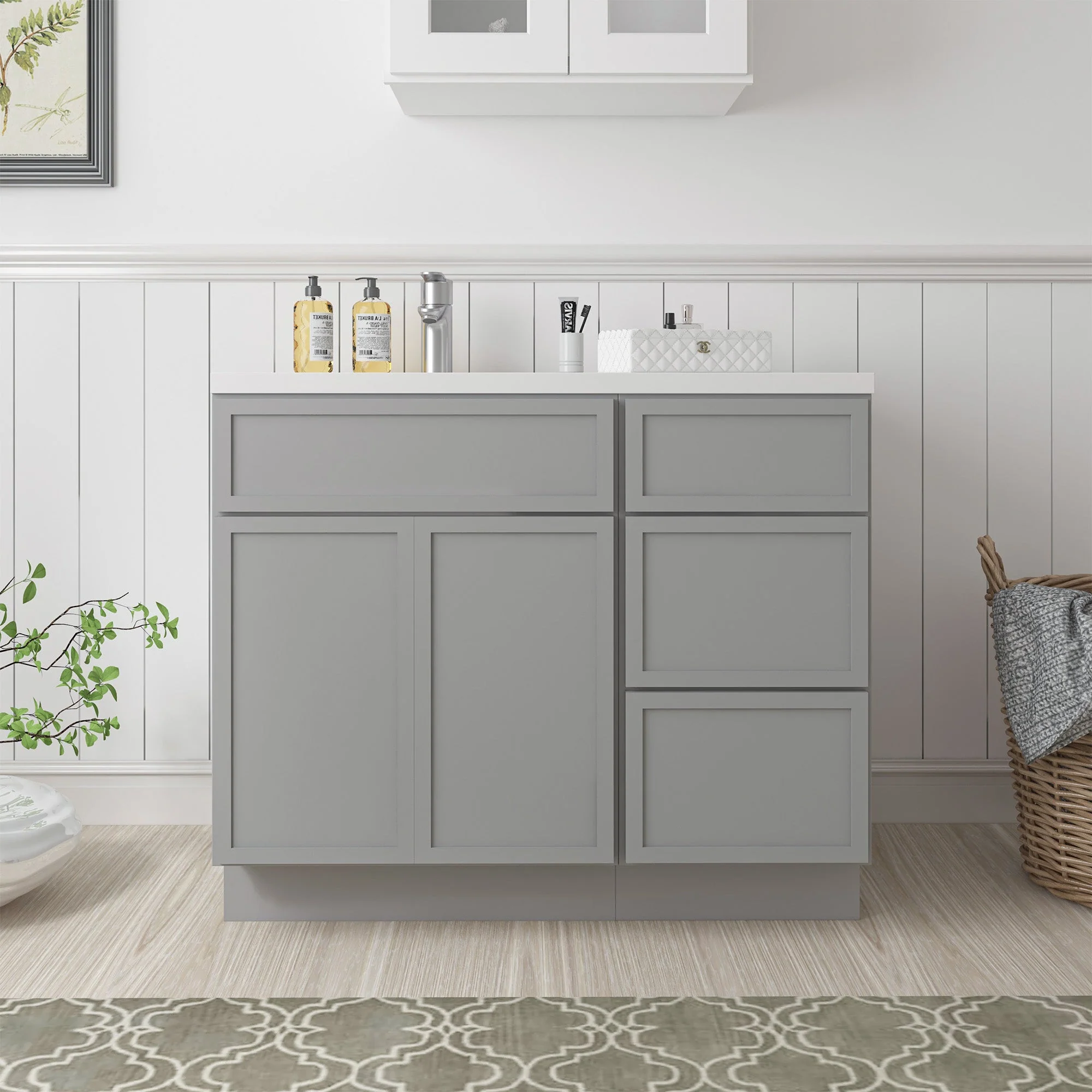 Vanity Art 15 in. W x 21 in. D x 32.5 in. H 3-Drawer Bath Vanity Cabinet Only in Gray - Image 5