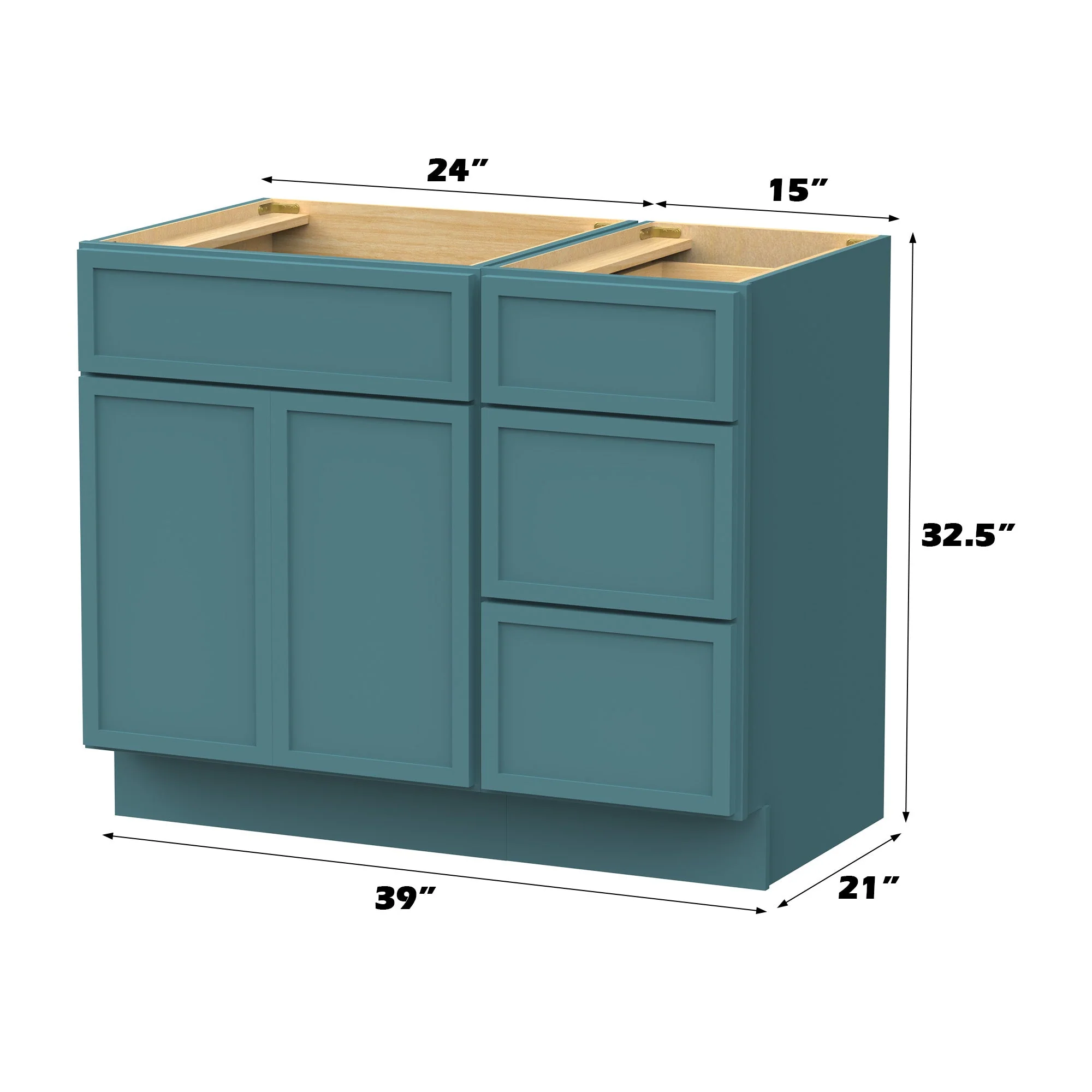 Vanity Art 15 in. W x 21 in. D x 32.5 in. H 3-Drawer Bath Vanity Cabinet Only in Gray - Image 6