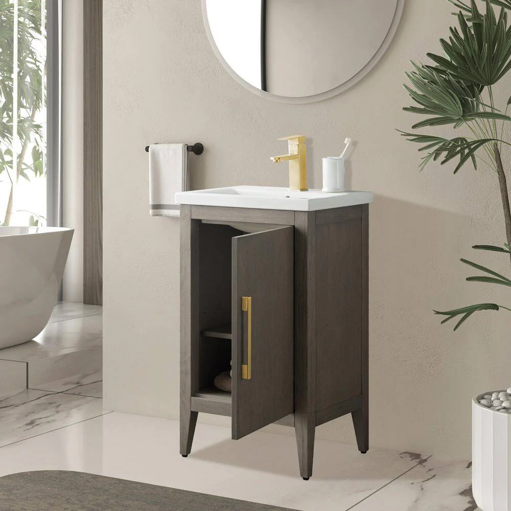 Vanity Art 20 in. W x 15.8 in. D x 34 in. H Single-Sink Bathroom Vanity Cabinet in Driftwood Gray with White Ceramic Top - Image 3