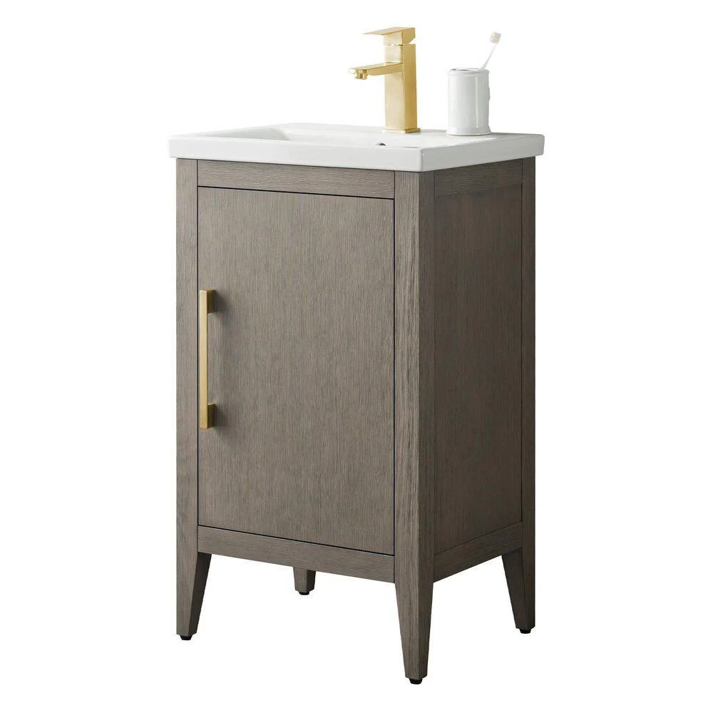 Vanity Art 20 in. W x 15.8 in. D x 34 in. H Single-Sink Bathroom Vanity Cabinet in Driftwood Gray with White Ceramic Top - Image 7
