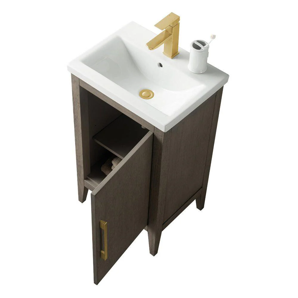 Vanity Art 20 in. W x 15.8 in. D x 34 in. H Single-Sink Bathroom Vanity Cabinet in Driftwood Gray with White Ceramic Top - Image 8
