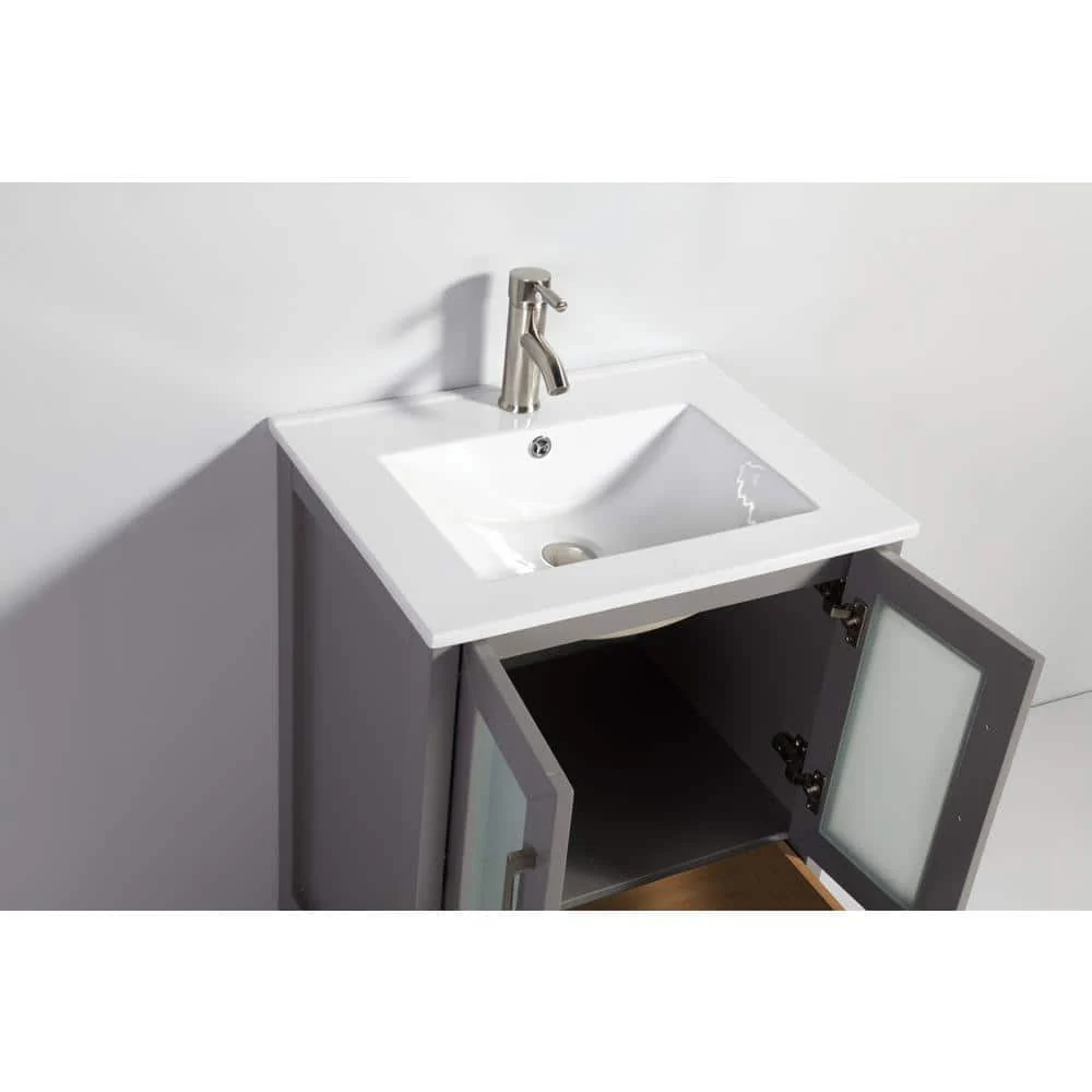 Vanity Art Brescia 24 in. W x 18 in. D x 36 in. H Bath Vanity in Grey with Vanity Top in White with White Basin and Mirror - Image 6