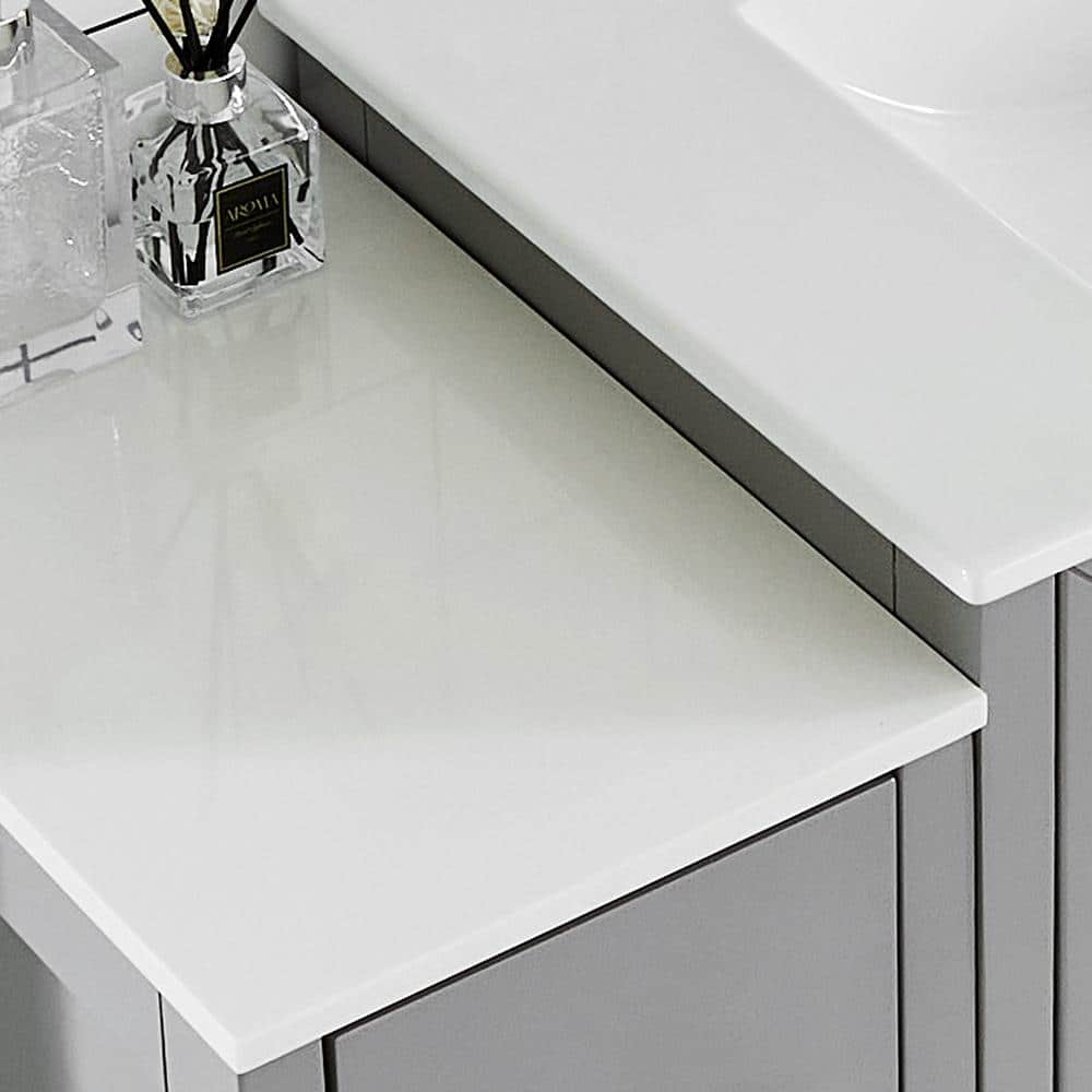 Vanity Art Brescia 42 in. W x 18 in. D x 36 in. H Bathroom Vanity in Grey with Single Basin White Ceramic Top and Mirror - Image 3