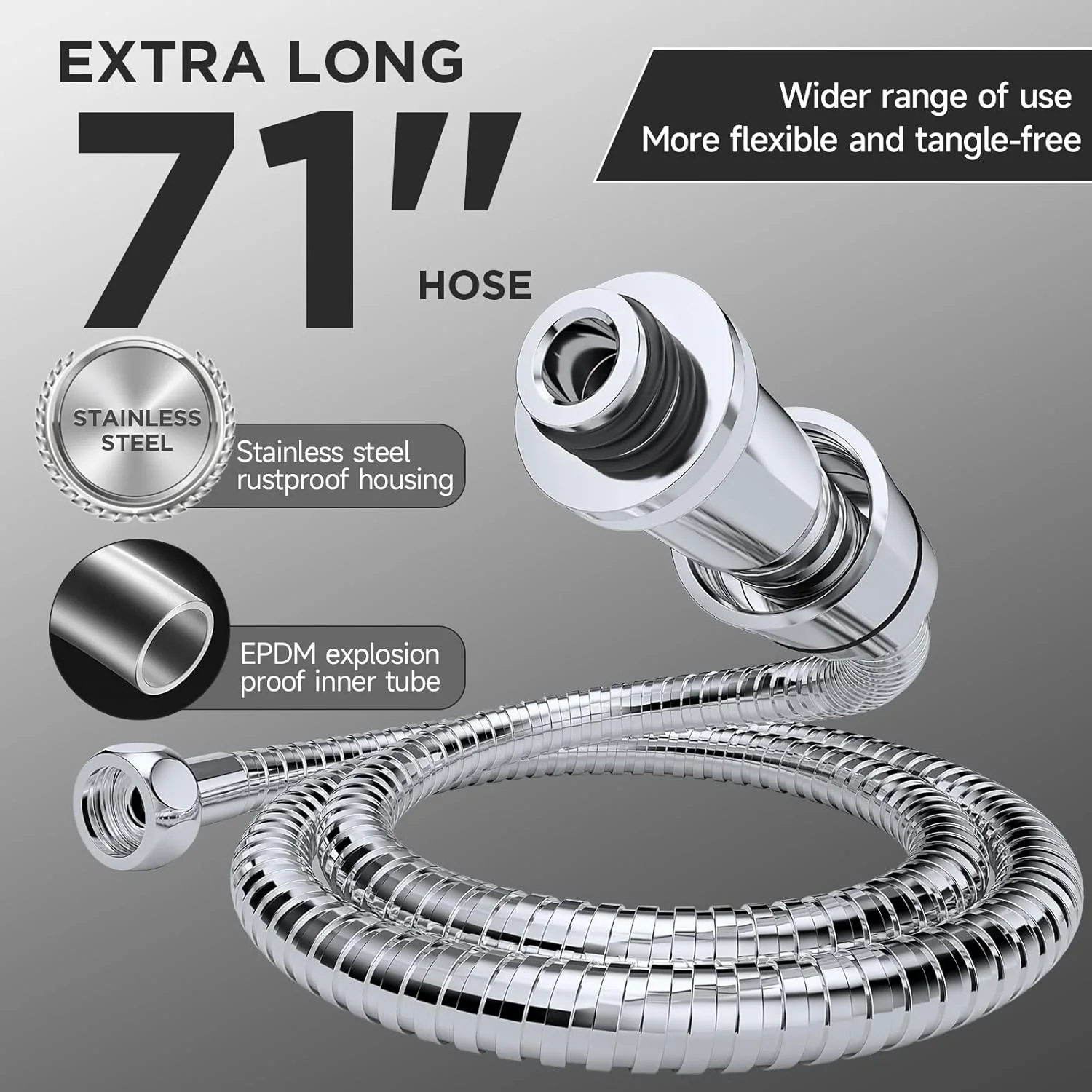 Veken Wide Rain Shower Head with Handheld Spray, High Pressure Combo with Adjustable Arm, Chrome Finish - Image 5