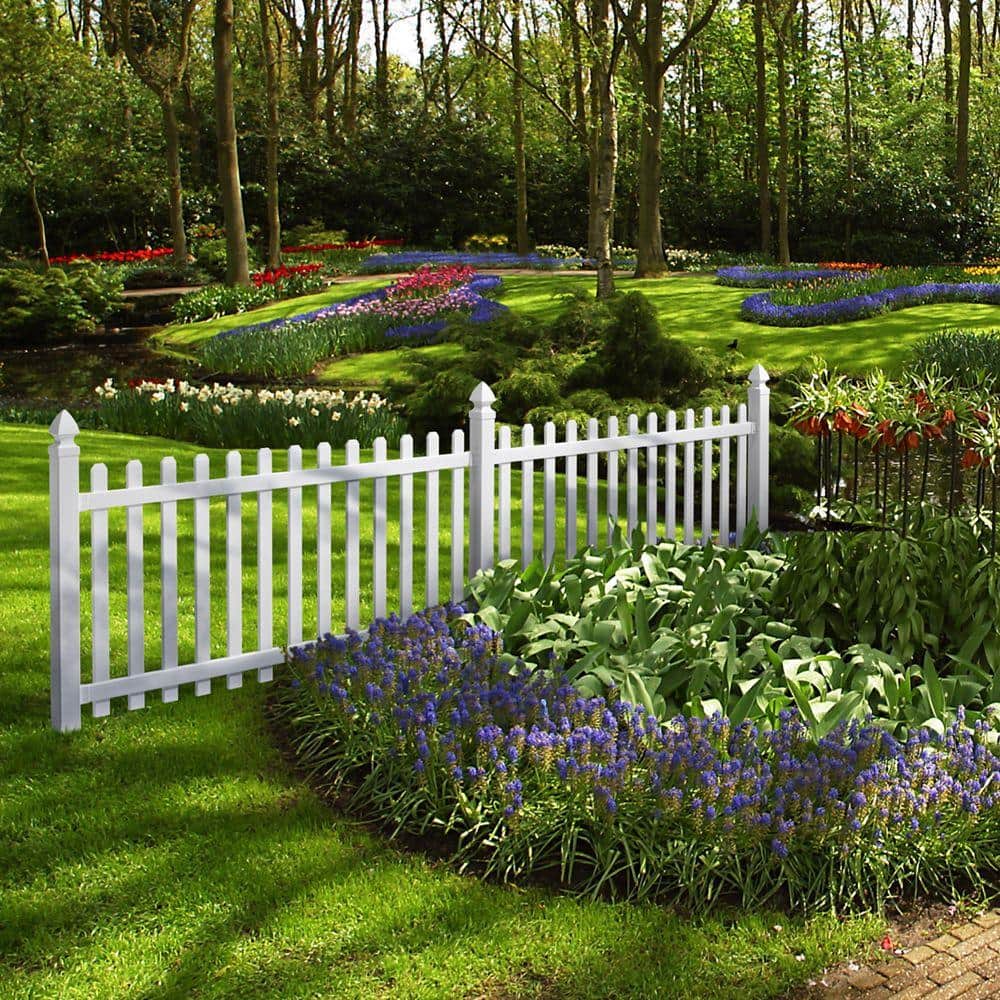Veranda Glendale White Vinyl Spaced Picket Fence Panel - Image 3