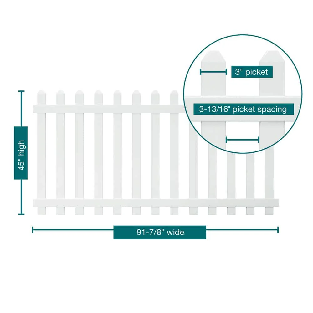 Veranda Glendale White Vinyl Spaced Picket Fence Panel - Image 6