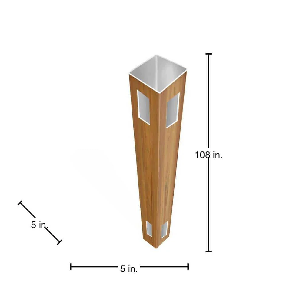 Veranda Linden Cypress Vinyl Fence Corner Post - 5 in. x 5 in. x 9 ft. - Image 2