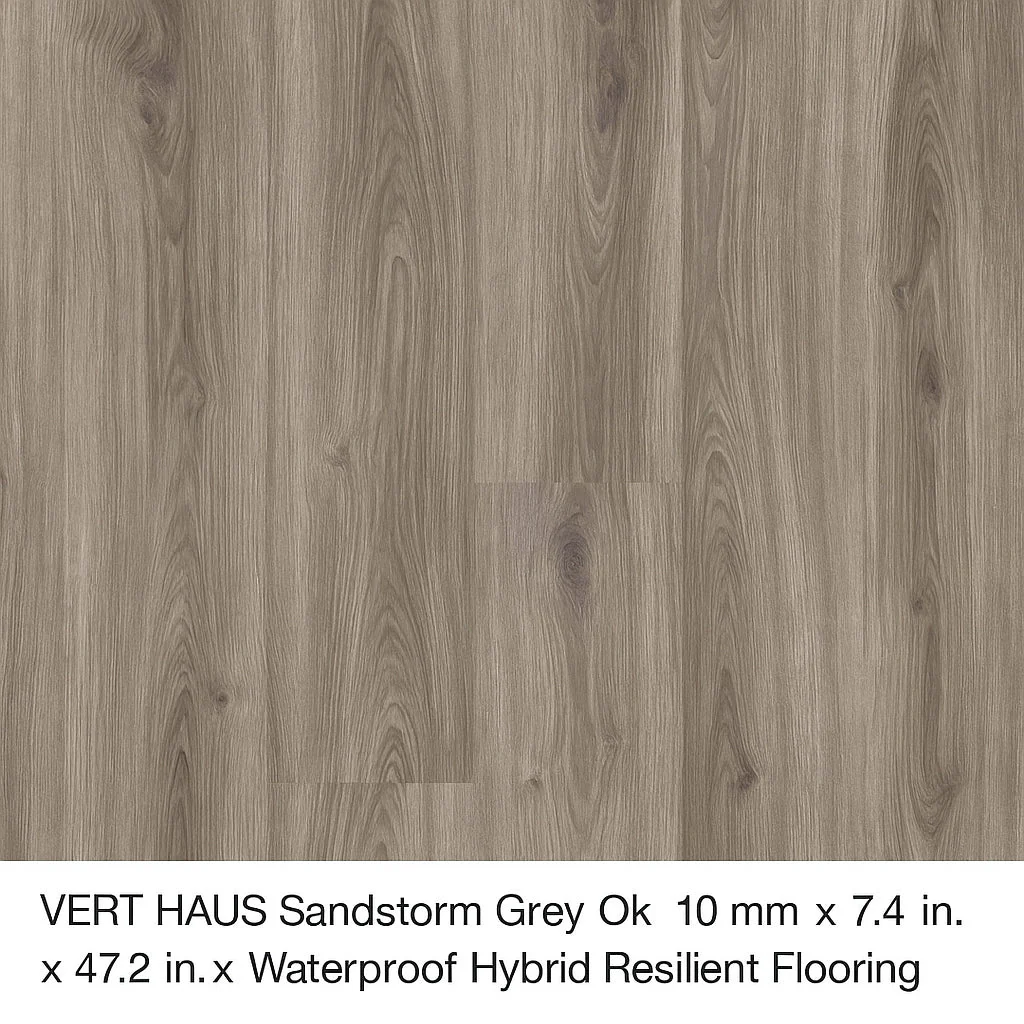 VERT HAUS Sandstorm Grey Oak Waterproof Hybrid Resilient Flooring - 27 sq. ft./Case