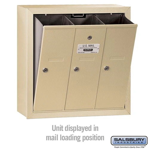 Vertical Mailbox with 3 Compartments - Sandstone Finish - Surface Mounted - USPS Approved - Image 3