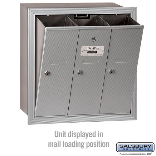 Vertical Mailbox with 3 Doors - Aluminum - Recessed Mounted - USPS Access - Image 3