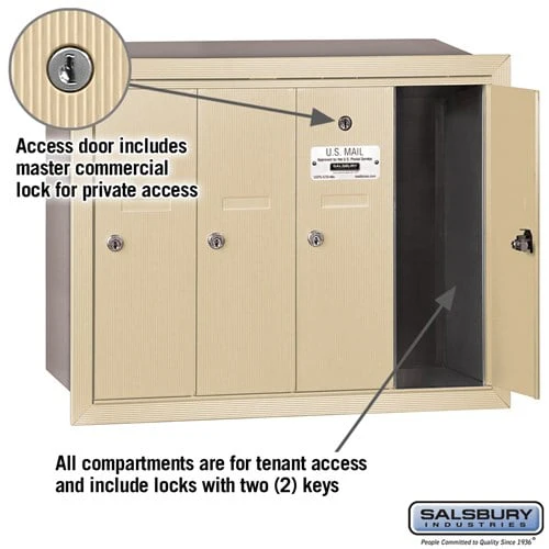 Vertical Mailbox with 5 Compartments - Sandstone - Recessed Mounted - Private Access - Image 7