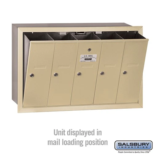 Vertical Mailbox with 5 Compartments - Sandstone - Recessed Mounted - USPS Approved - Image 3