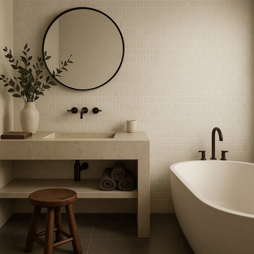 Villa Zellige Ivory Offset Matte Porcelain Mosaic Tile 12 x 12 - Image 3