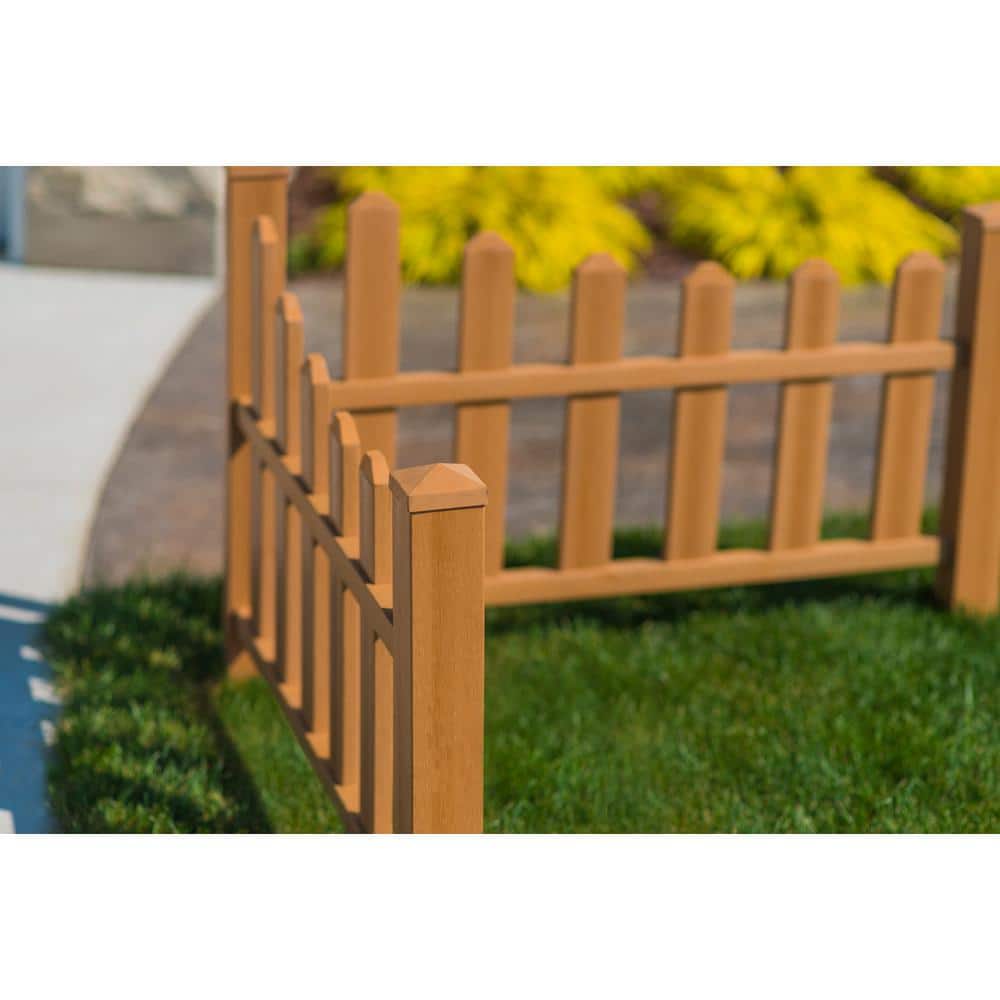 VITA Country Corner Embossed Vinyl Picket Fence, Brown - 49"L x 49"W x 44"H - Image 2