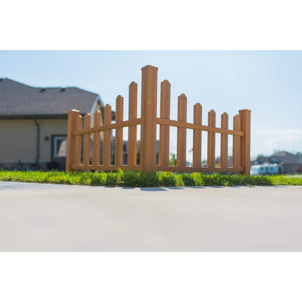 VITA Country Corner Embossed Vinyl Picket Fence, Brown - 49"L x 49"W x 44"H - Image 5