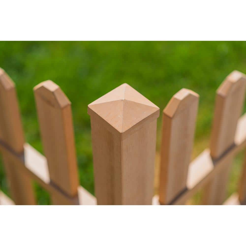 VITA Country Corner Embossed Vinyl Picket Fence, Brown - 49"L x 49"W x 44"H - Image 7