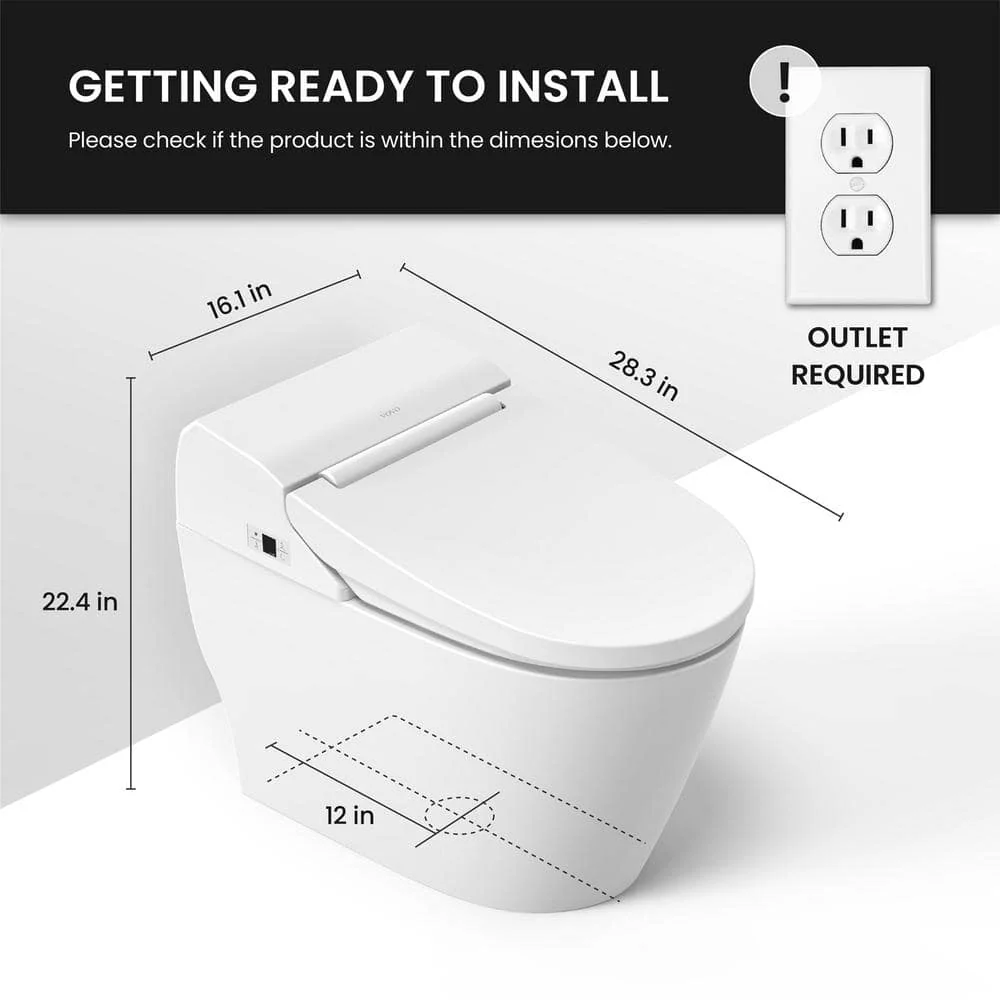 VOVO Stylement Tankless Smart Bidet Toilet in White - UV LED, Auto Flush, Heated Seat - Image 3