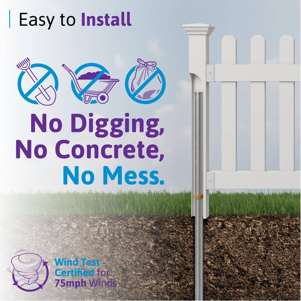 WamBam Fence No-Dig Vinyl All American Finishing Fence Post with Anchor and Cap - Model ZP19046 - Image 3