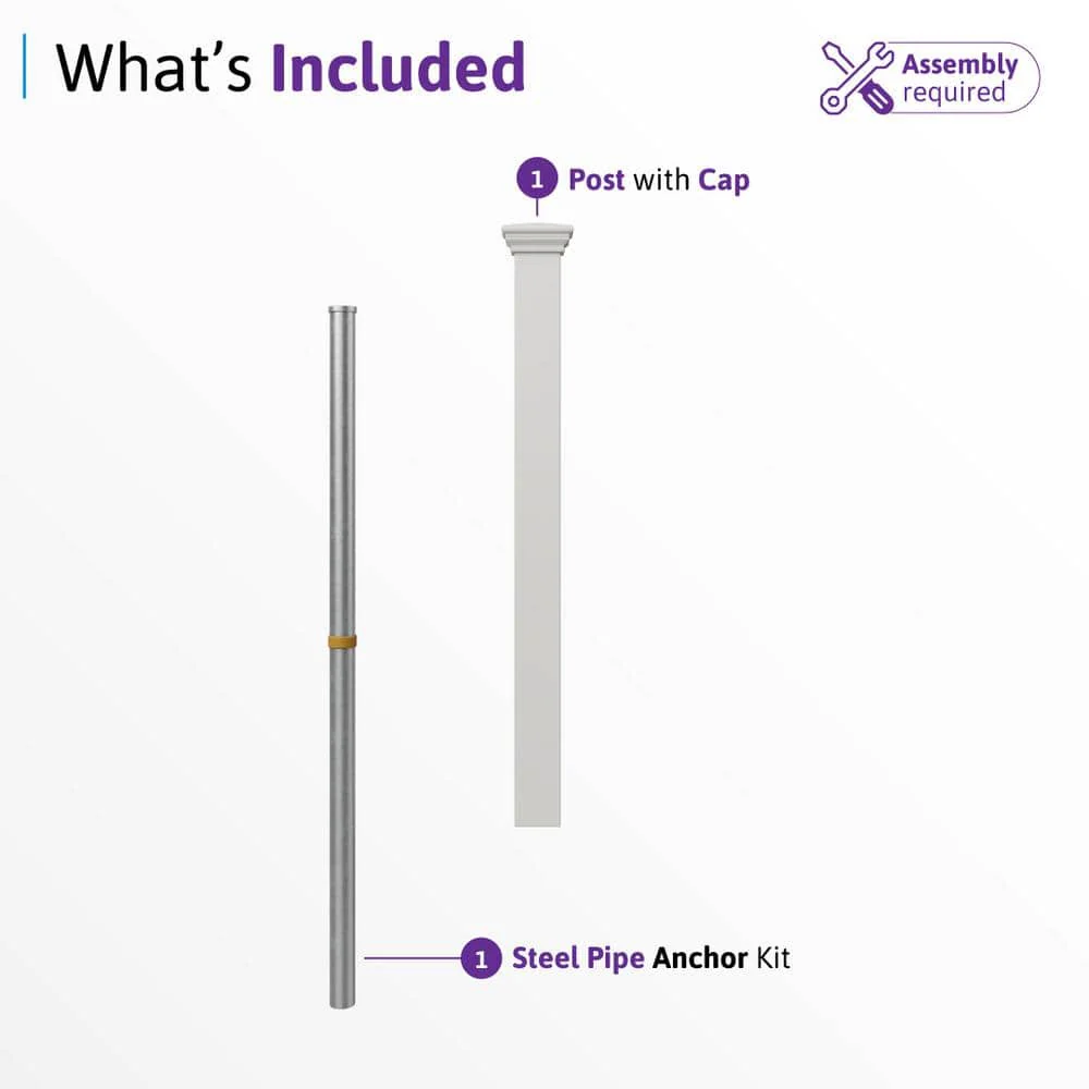 WamBam Fence No-Dig Vinyl All American Finishing Fence Post with Anchor and Cap - Model ZP19046 - Image 4